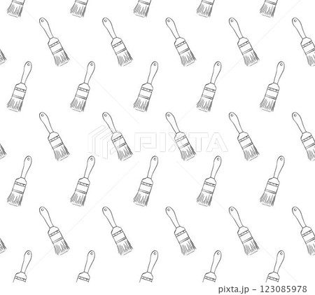 Paint brush seamless pattern. Vector graphic line isolated illustration on white transparent background Paint brush seamless pattern. Vector graphic line isolated illustration on white transparent background 123085978