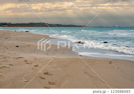 Sunset Vama Veche seascape in Romania. 123086085
