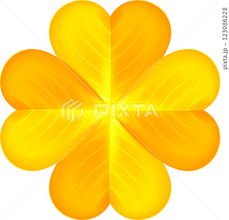Gold Flat shamrock icons set. Clover three and four leaves logo. 123086228