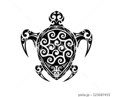 Maori tribal turtle reptile animal tattoo with Polynesian or Hawaiian pattern, vector ornament. Marine turtle or tribal reptile animal tattoo of Maori or Hawaiian tribe art with symmetric ornament Maori tribal turtle reptile animal tattoo with Polynesian or Hawaiian pattern, vector ornament. Marine turtle or tribal reptile animal tattoo of Maori or Hawaiian tribe art with symmetric ornament 123087453