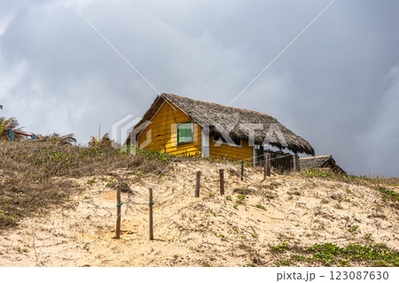 Famous barracas, bars and restaurants at Canoa Quebrada Beach, Brazil Famous barracas, bars and restaurants at Canoa Quebrada Beach, Brazil 123087630