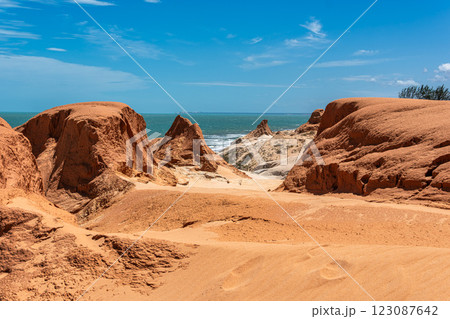 The rock formations at Canoa Quebrada Beach at Canoa Quebrada, state of Ceara, Brazil The rock formations at Canoa Quebrada Beach at Canoa Quebrada, state of Ceara, Brazil 123087642