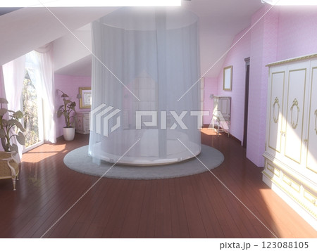 bedroom, interior visualization, 3D illustration 123088105