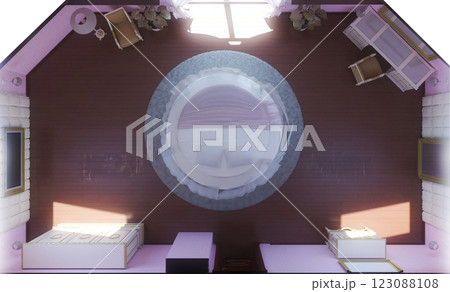 bedroom, interior visualization, 3D illustration bedroom, interior visualization, 3D illustration 123088108
