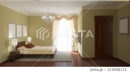 bedroom, interior visualization, 3D illustration bedroom, interior visualization, 3D illustration 123088115