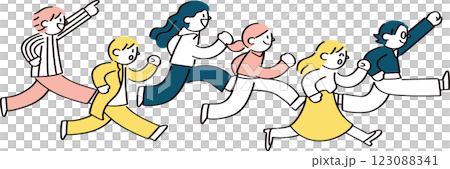 人們朝同一個方向奔跑的插畫 123088341
