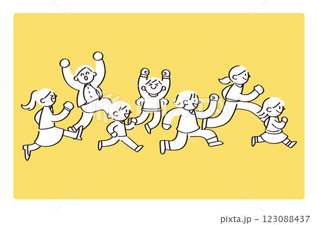 同じ方向に走る人たちのイラスト 123088437