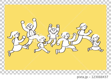 同じ方向に走る人たちのイラスト 123088437