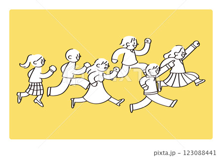 同じ方向に走る人たちのイラスト 123088441