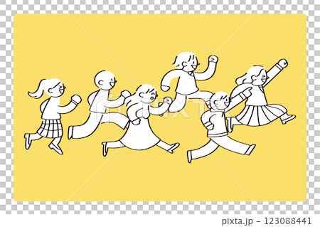 同じ方向に走る人たちのイラスト 123088441