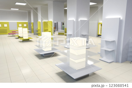 commercial premises, shop, interior visualization, 3D illustration 123088541