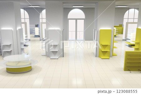 commercial premises, shop, interior visualization, 3D illustration 123088555