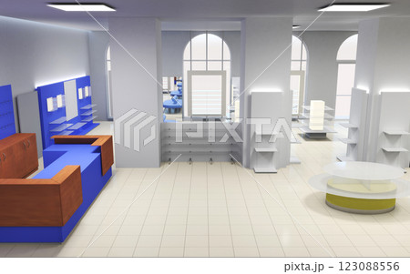 commercial premises, shop, interior visualization, 3D illustration commercial premises, shop, interior visualization, 3D illustration 123088556