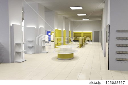 commercial premises, shop, interior visualization, 3D illustration commercial premises, shop, interior visualization, 3D illustration 123088567