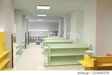 commercial premises, shop, interior visualization, 3D illustration 123088570