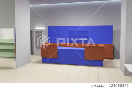 commercial premises, shop, interior visualization, 3D illustration commercial premises, shop, interior visualization, 3D illustration 123088575