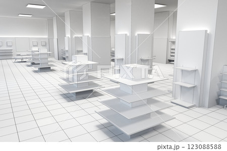 commercial premises, shop, interior visualization, 3D illustration 123088588