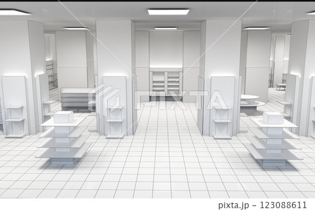 commercial premises, shop, interior visualization, 3D illustration 123088611