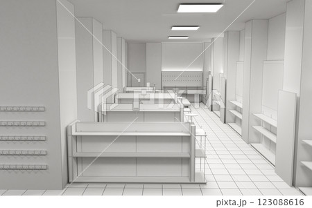 commercial premises, shop, interior visualization, 3D illustration 123088616