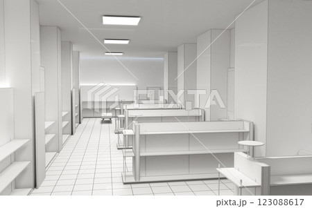 commercial premises, shop, interior visualization, 3D illustration 123088617