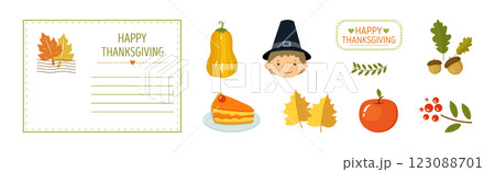 Happy Thanksgiving Holiday Object and Element Vector Set Happy Thanksgiving Holiday Object and Element Vector Set 123088701
