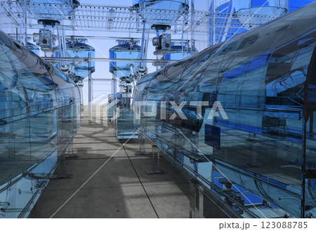 oil refinery, glass factory, exterior visualization, 3D illustration oil refinery, glass factory, exterior visualization, 3D illustration 123088785