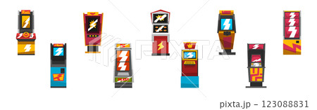 Amusement Game Machine and Control Panel Vector Set 123088831