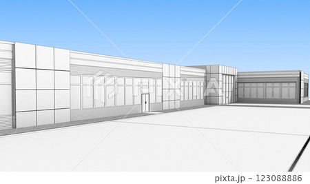3d render exterior mall, exterior visualization, 3D illustration 123088886