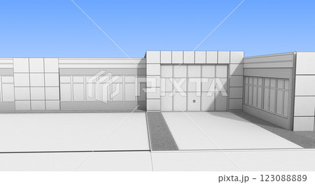 3d render exterior mall, exterior visualization, 3D illustration 123088889