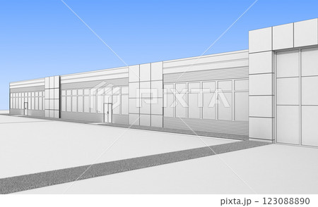 3d render exterior mall, exterior visualization, 3D illustration 123088890