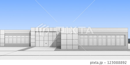 3d render exterior mall, exterior visualization, 3D illustration 123088892