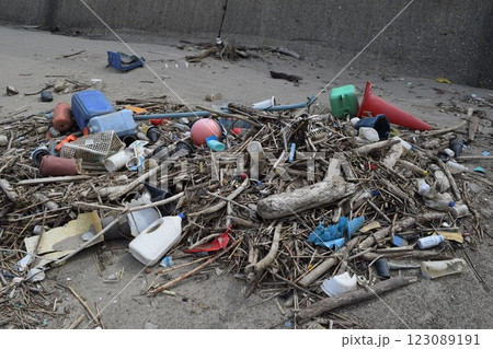 海岸の漂着物 環境問題 ゴミ問題 123089191