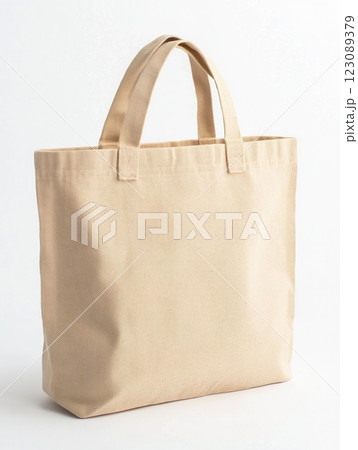 Stylish black tote bag on white background. 123089379