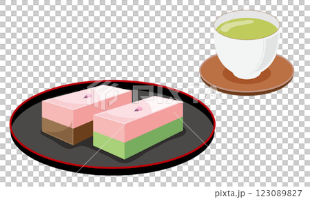 桜羊羹とお茶 123089827