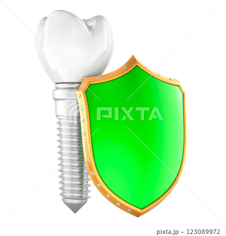 Dental Implant with shield. 3D rendering 123089972