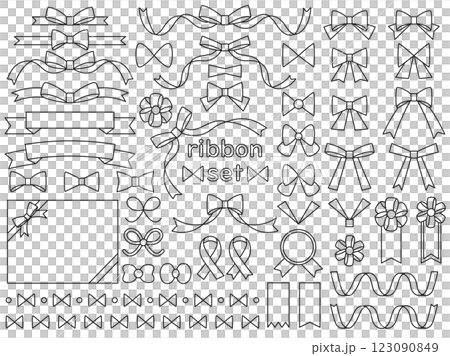 Various ribbon illustration set (line drawing version) 123090849