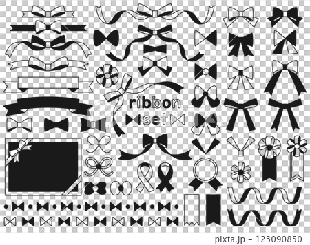 Various ribbon illustration set, black and white version 123090850