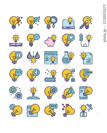light bulb filled outline icon set light bulb filled outline icon set 123091023