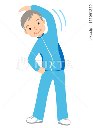 体操をするシニア男性 高齢者 健康 体操をするシニア男性 高齢者 健康 123091229