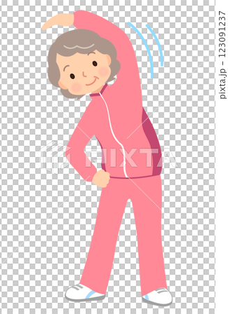 体操をするシニア女性　高齢者　健康 123091237