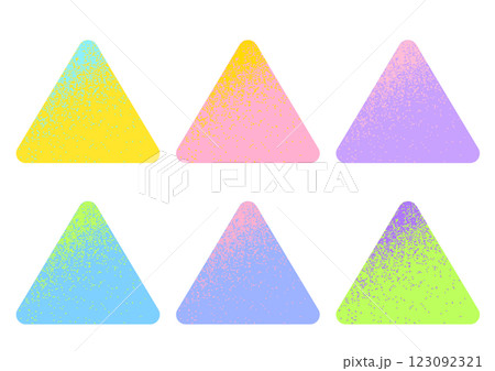 ざらつきグラデーション。三角形のセット。メゾティント風。 ざらつきグラデーション。三角形のセット。メゾティント風。 123092321