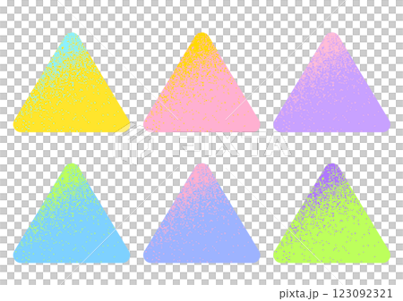 ざらつきグラデーション。三角形のセット。メゾティント風。 ざらつきグラデーション。三角形のセット。メゾティント風。 123092321