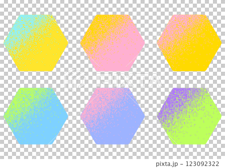粗略的漸變。六角形套裝。美柔汀風格。 粗略的漸變。六角形套裝。美柔汀風格。 123092322