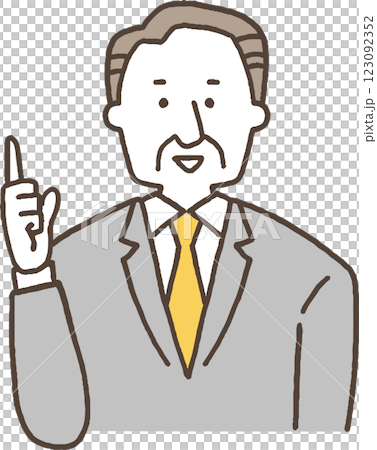 Senior man in a suit giving an explanation Monochrome 123092352