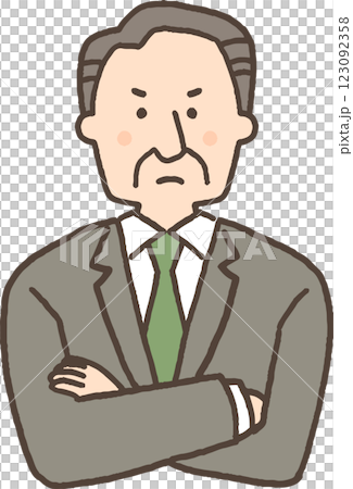 Angry senior man in a suit with his arms crossed Angry senior man in a suit with his arms crossed 123092358