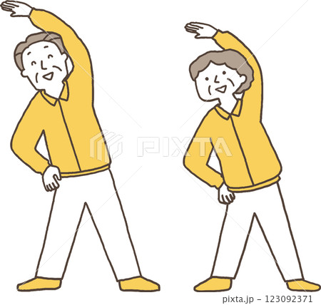 体操をするシニア夫婦単色 123092371