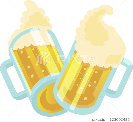ビールで乾杯したイラスト ビールで乾杯したイラスト 123092426