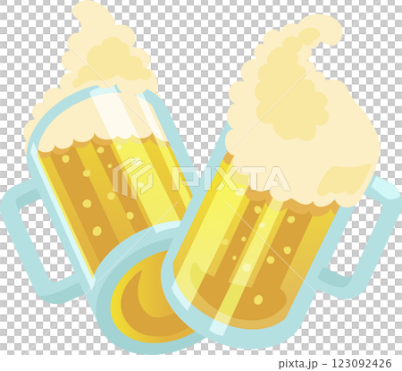 ビールで乾杯したイラスト ビールで乾杯したイラスト 123092426
