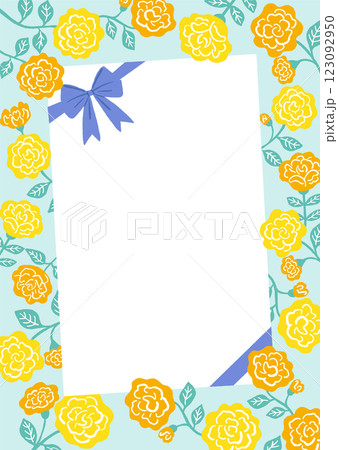 父の日の黄色いバラのフレームイラスト 123092950