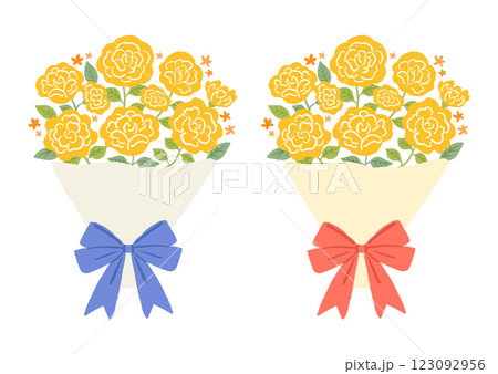 黄色いバラの花束のイラスト 123092956